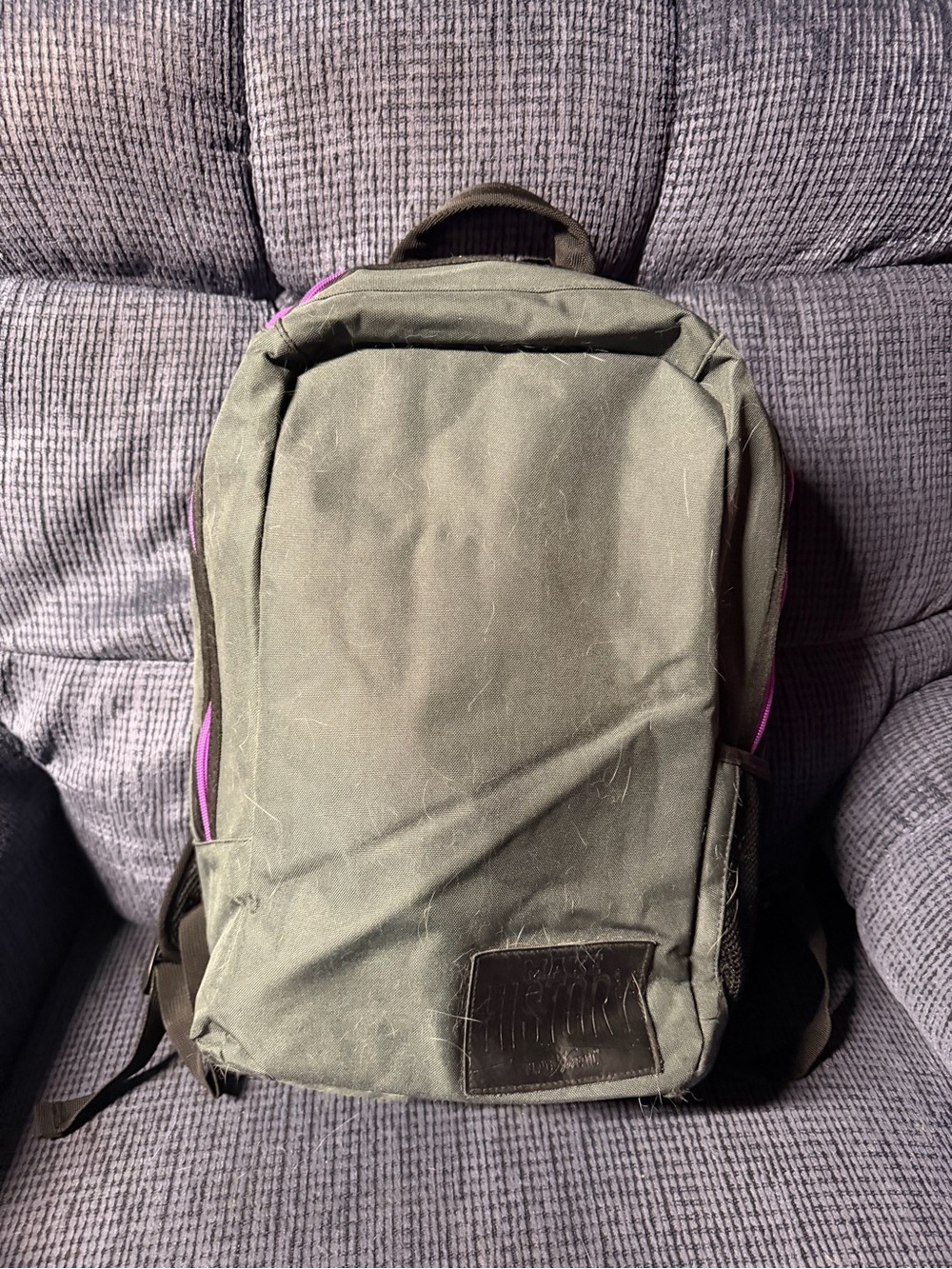 Flag Nor Fail Grey Men's Backpack with Purple Accents